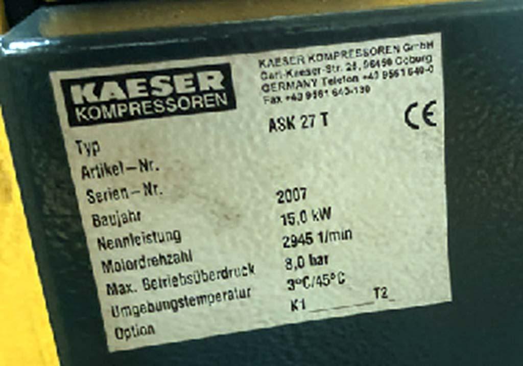 Screw Compressor Kaeser ASK 27T - Thumbnail 2