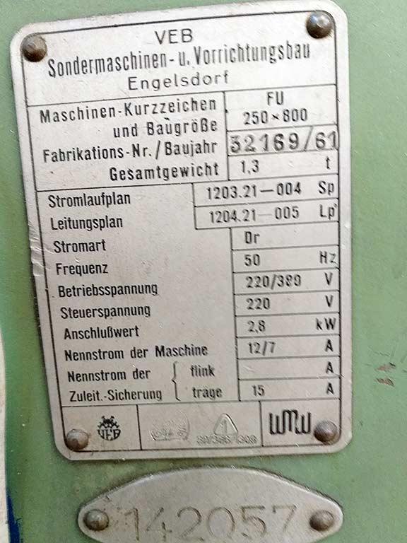 Milling Machine Wmw Engelsdorf FU 250x800 - Thumbnail 3