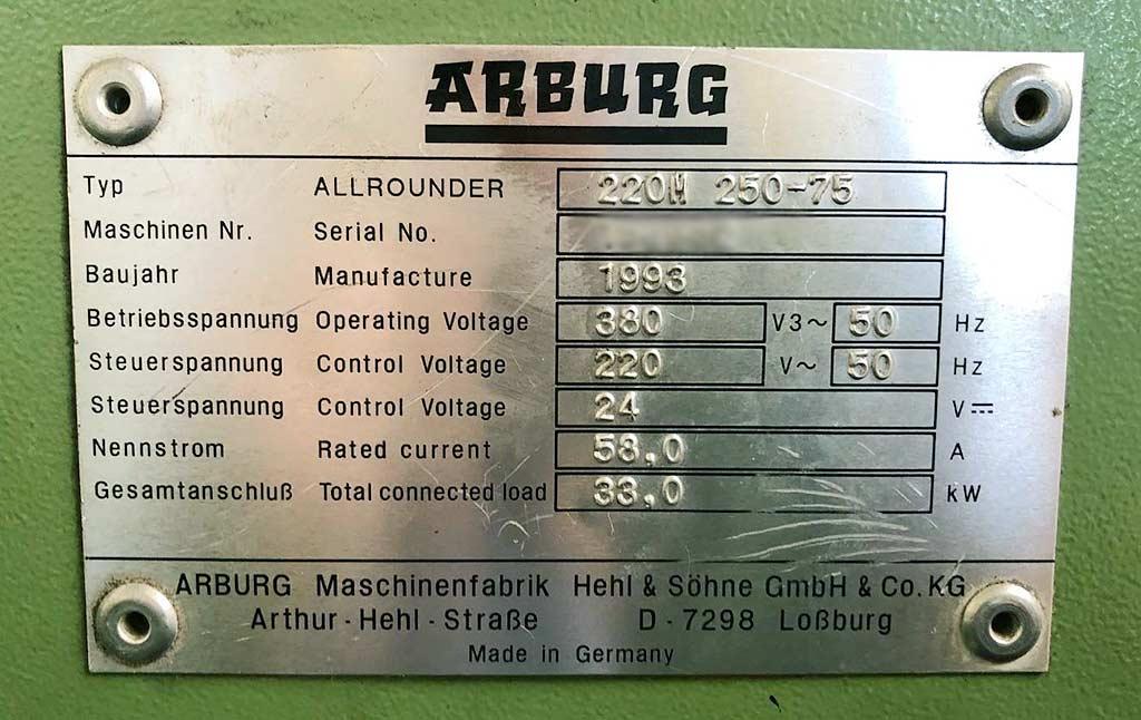 Injection Moulding Machine Arburg 220M 250-75 - Thumbnail 4
