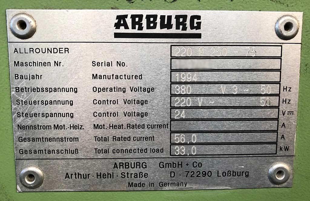 Injection Moulding Machine Arburg 220M 250-75 - Thumbnail 5