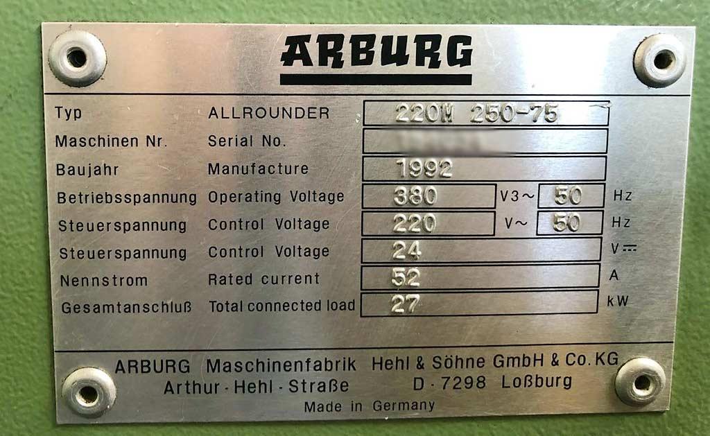Injection Moulding Machine Arburg 220M 250-75 - Thumbnail 8