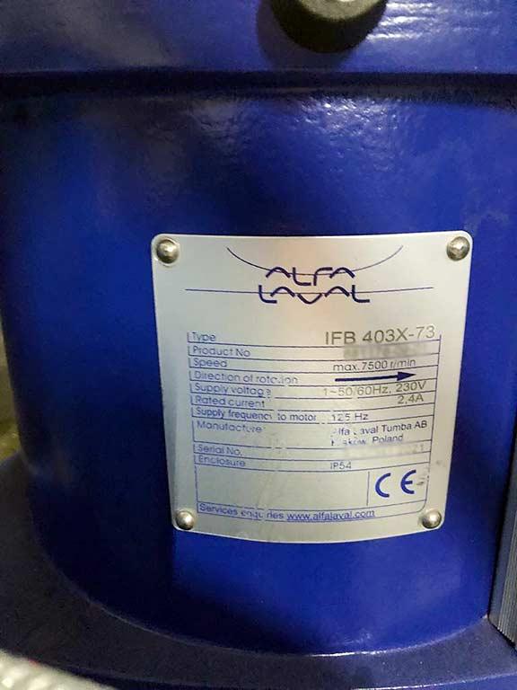 High Speed Separator Alfa Laval IFB 403X-73 - Thumbnail 3