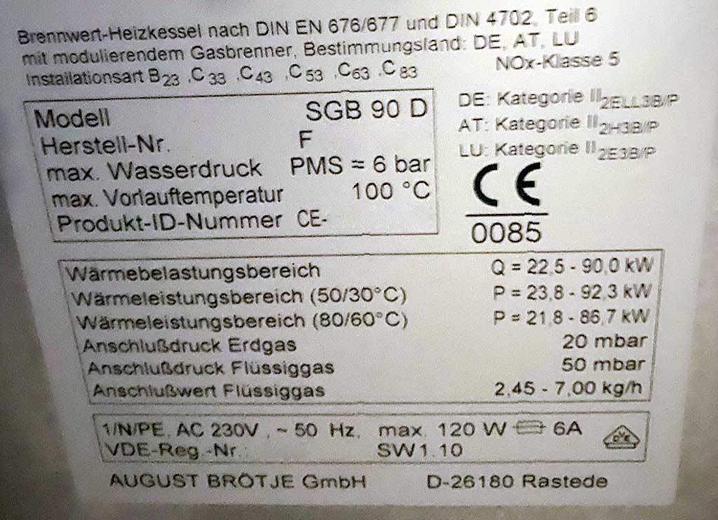 Gas-Fired Condensing Boiler August Brötje SGB 90D - Thumbnail 4