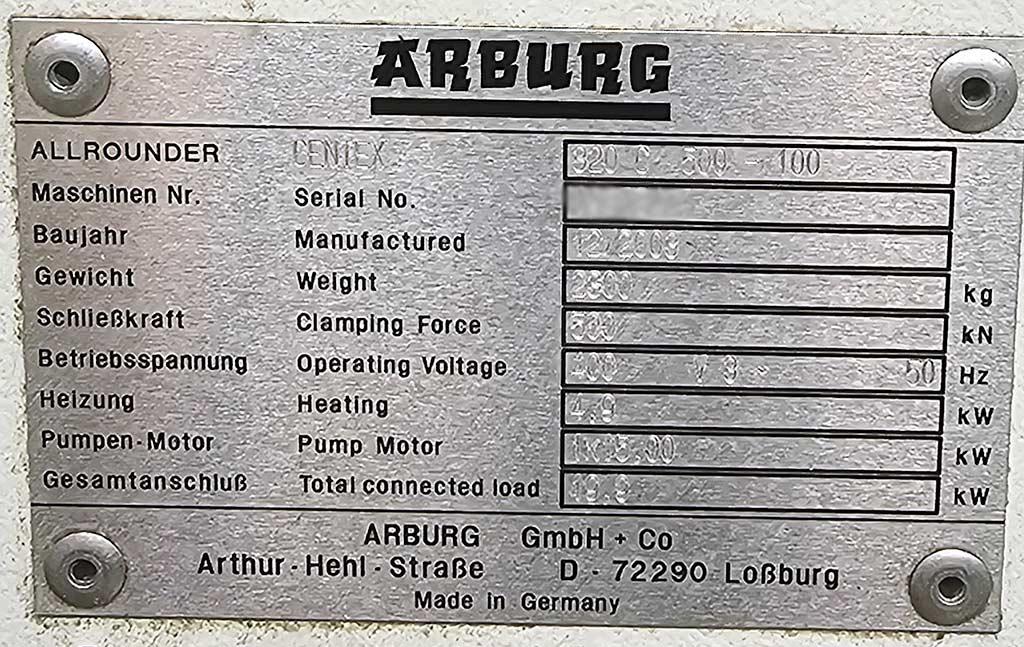 Injection Moulding Machine Arburg ALLROUNDER CENTEX 320C 500-100 - Thumbnail 5