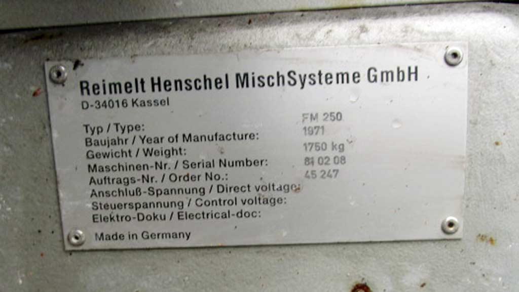 Mixer Reimelt Henschel FM 250 - Thumbnail 2