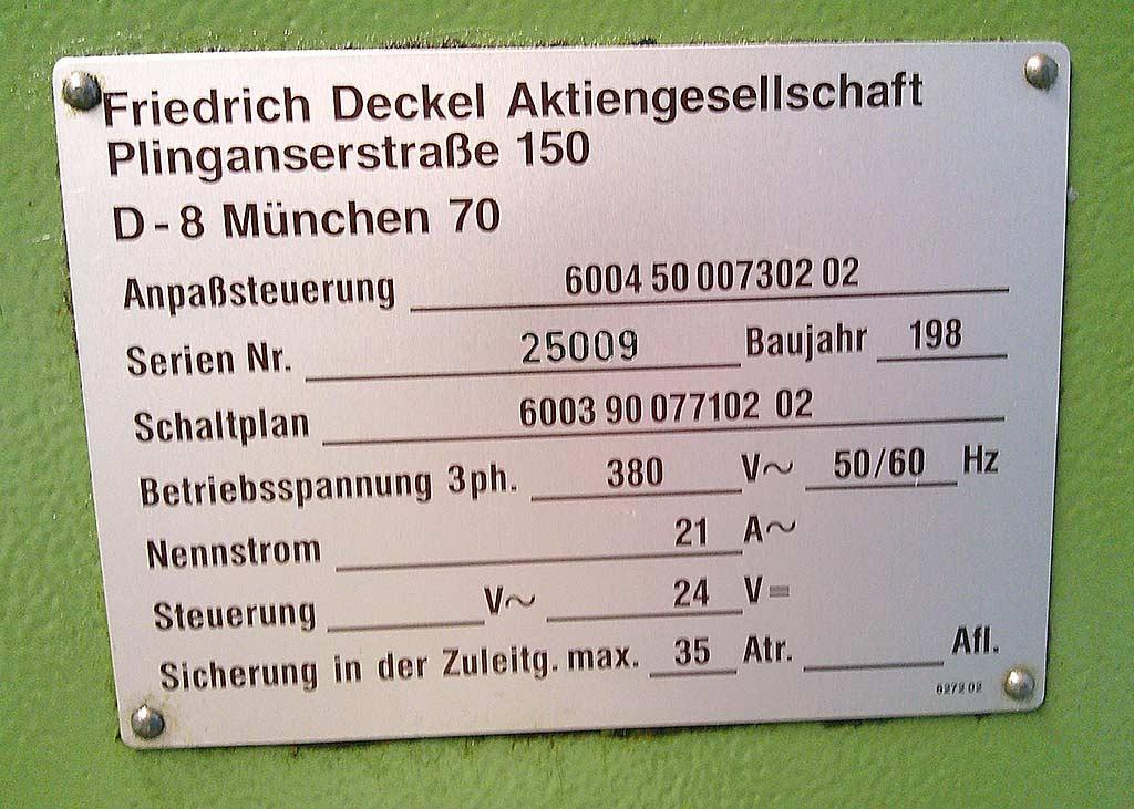 Universal Milling Machine Friedrich Deckel FP4A - Thumbnail 5