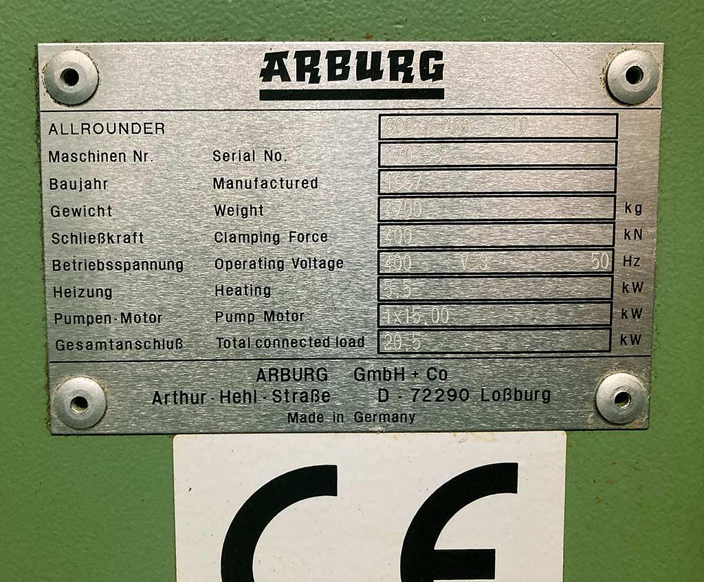 Injection Moulding Machine Arburg ALLROUNDER 900T 400-210 - Thumbnail 3