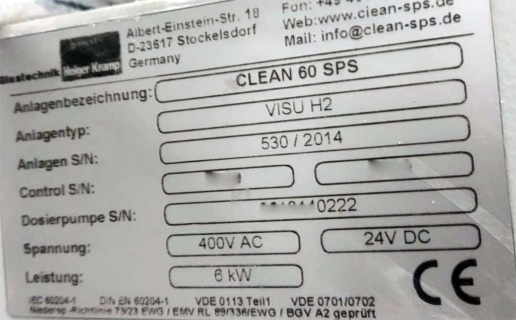 Water Treatment System Glastechnik Holger Kramp CLEAN 60 SPS VISU H2 - Thumbnail 6