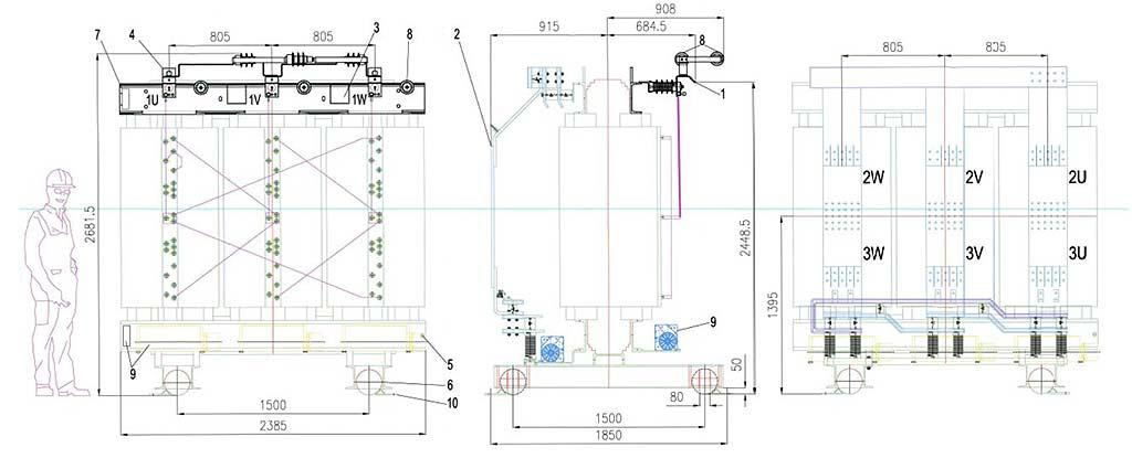 Three-Phase Cast Resin Transformer Ritz DTR105000 - Thumbnail 3