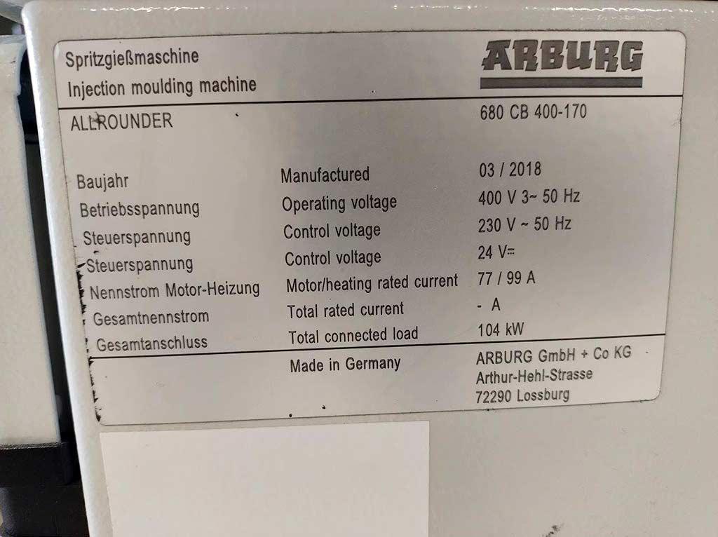 Injection Moulding Machine Arburg Allrounder 680 CB 650-170 - Thumbnail 8