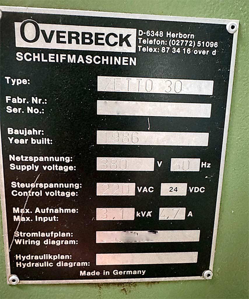 Internal Cylindrical Grinding Machine Overbeck Zetto 30 - Thumbnail 4