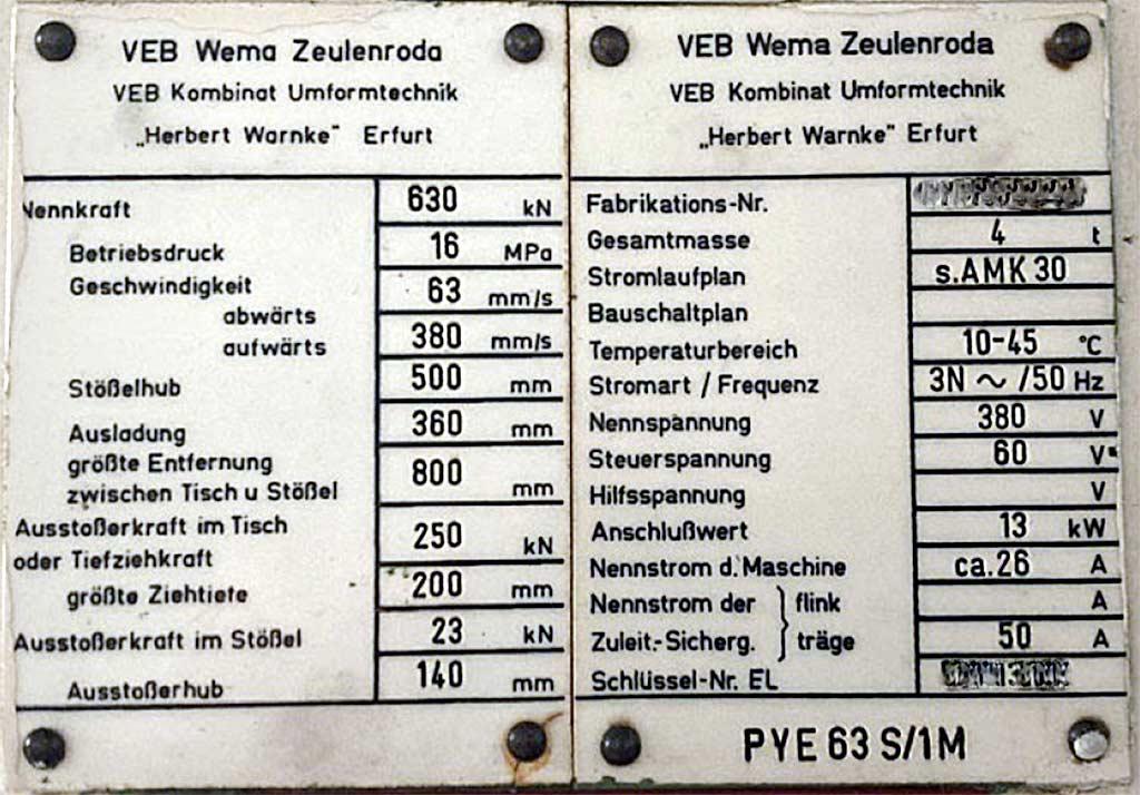 Hydraulic Press Wmw PYE 63 S/1M - Thumbnail 3