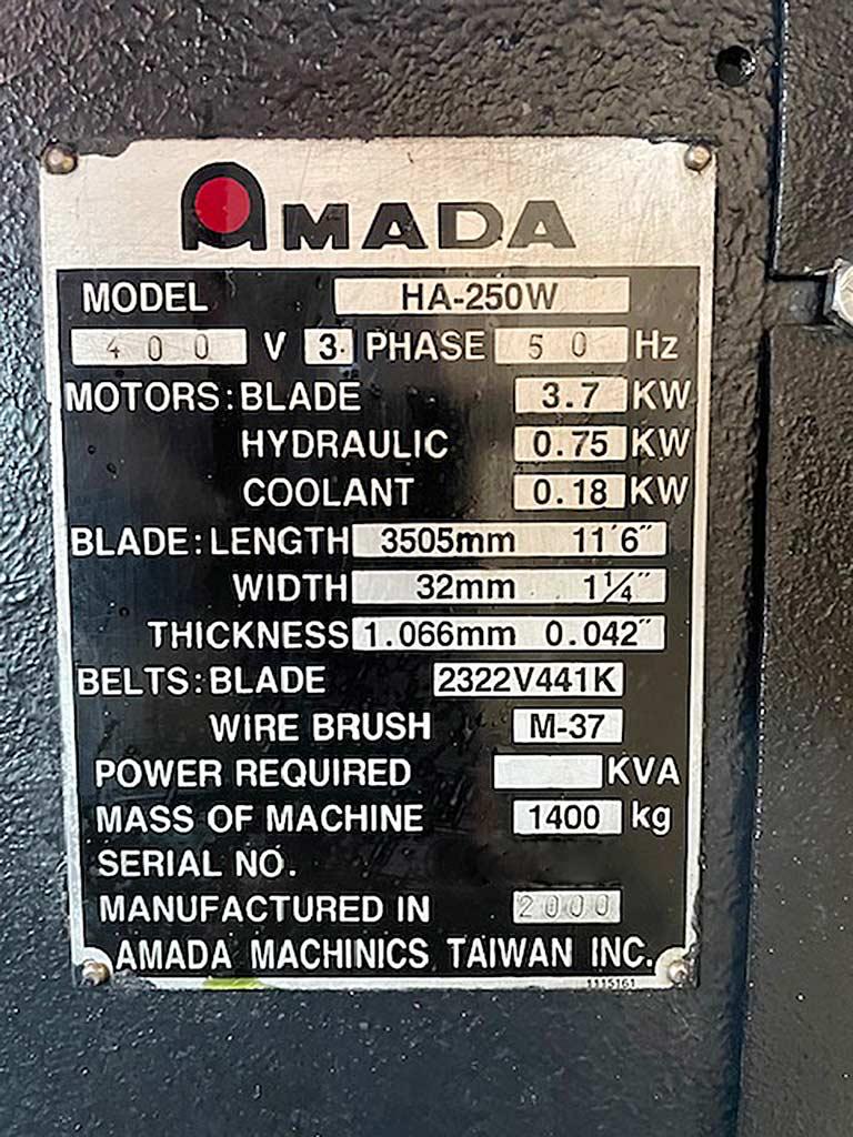 Band Saw Amada HA-250W - Thumbnail 3