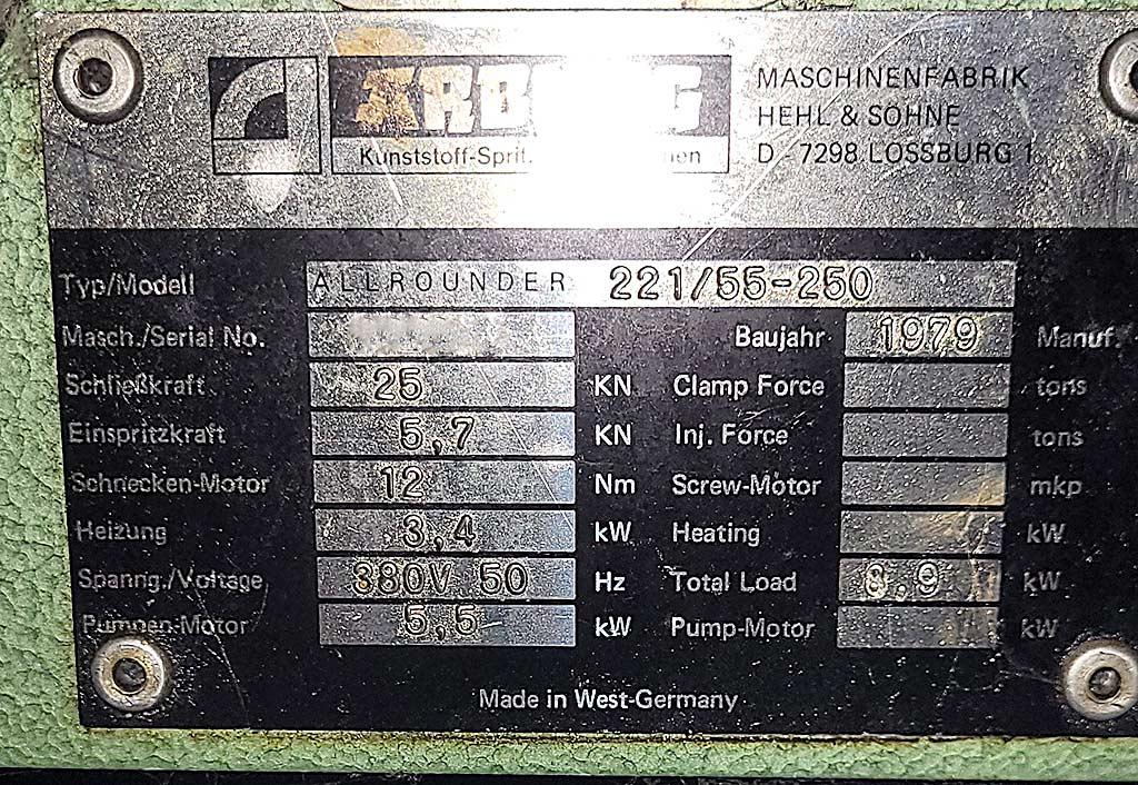 Injection Moulding Machine Arburg 221/55-250 - Thumbnail 4