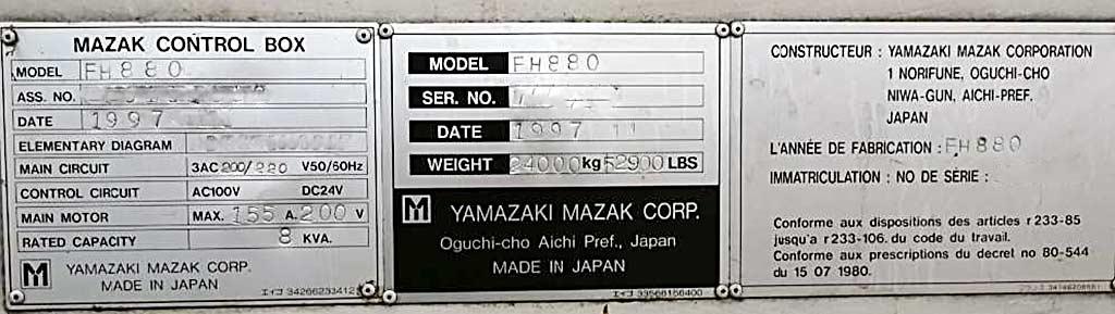 CNC Milling Machine Mazak FH 880 - Thumbnail 3