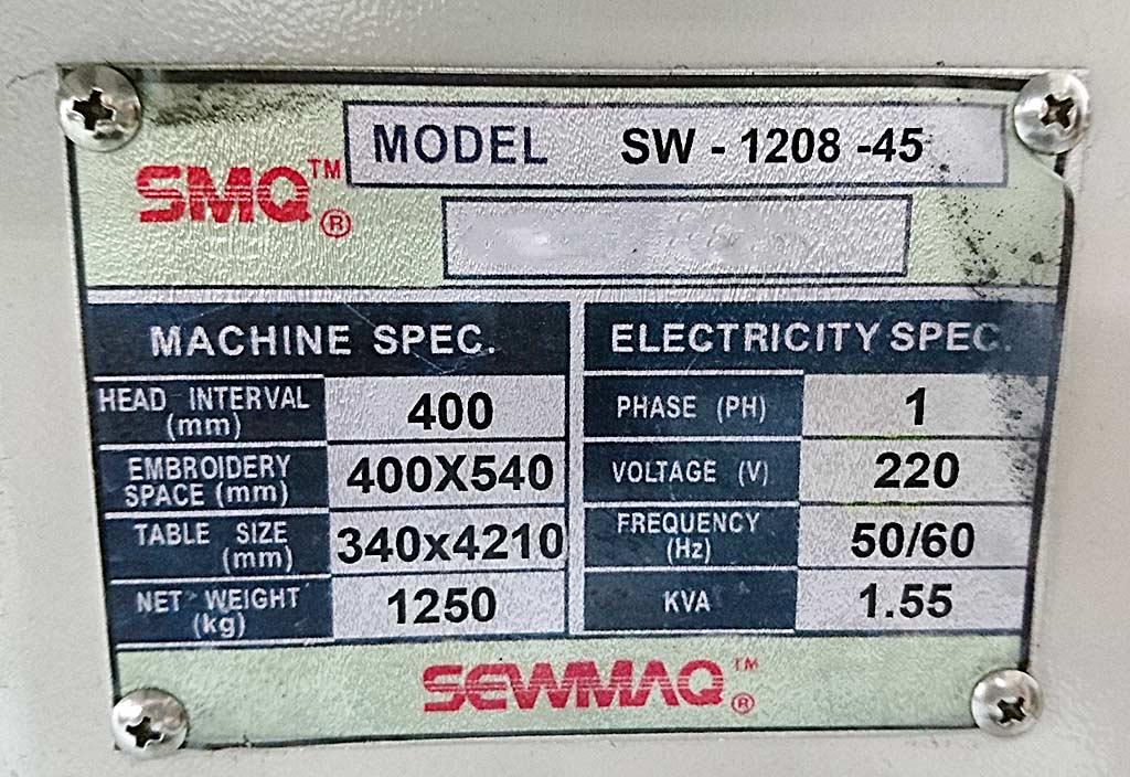 Multi-Head Embroidery Machine Sewmaq SW-1208-45 - Thumbnail 8