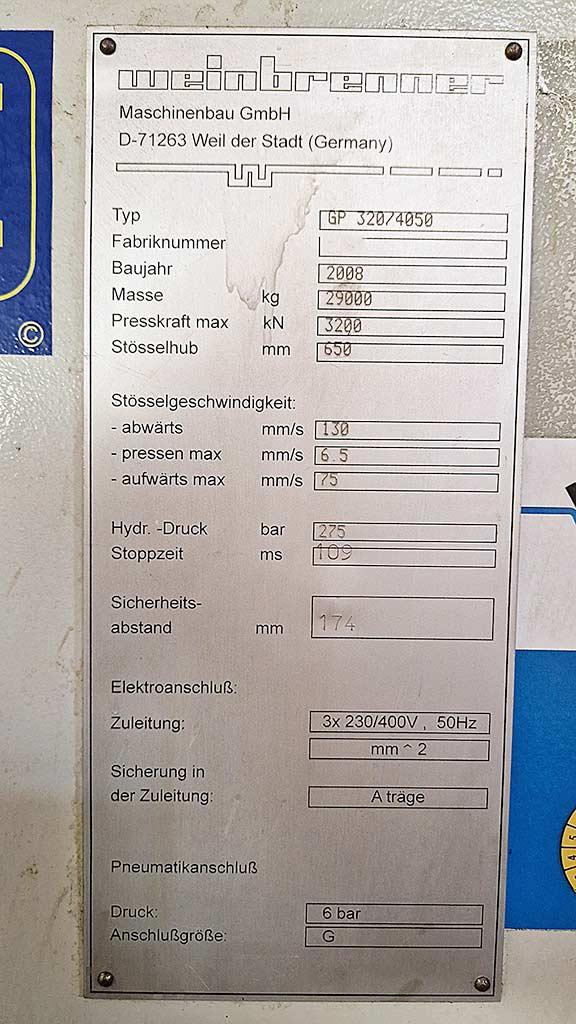 CNC Press Brake Weinbrenner GP320/4050 - Thumbnail 7
