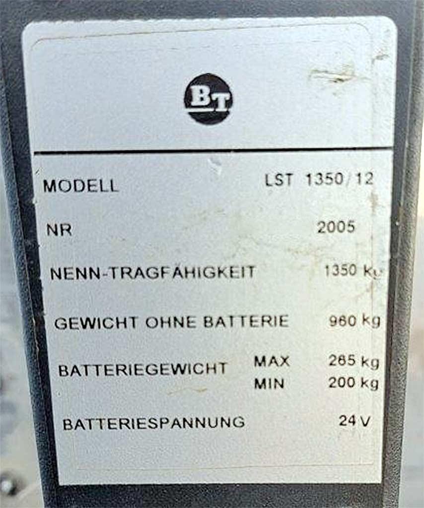 Electro Fork Lift Bt LST 1350/12 - Thumbnail 5