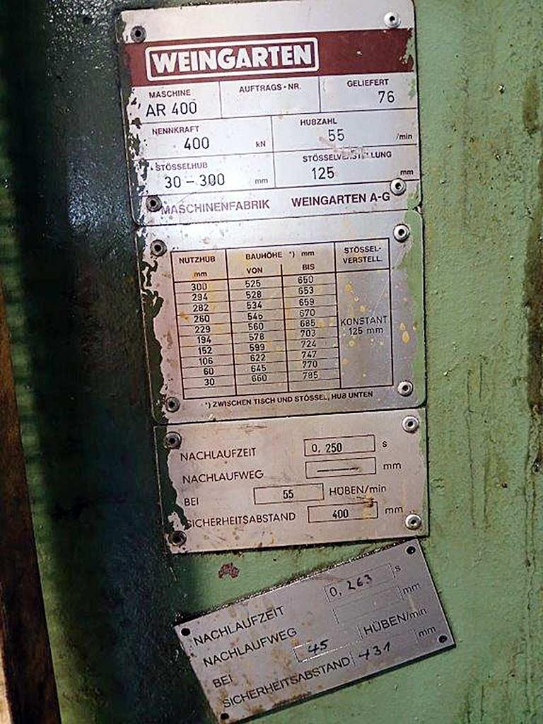 Eccentric Press Weingarten AR 400 - Thumbnail 8