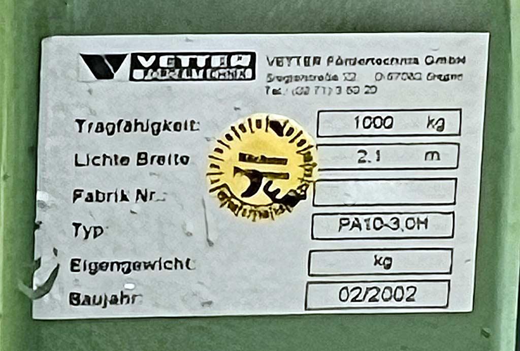 Gantry Crane Vetter PA10-3,0H - Thumbnail 3