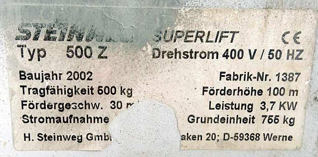 Rack and Pinion Lift Steinweg Böcker 500 Z - Thumbnail 4