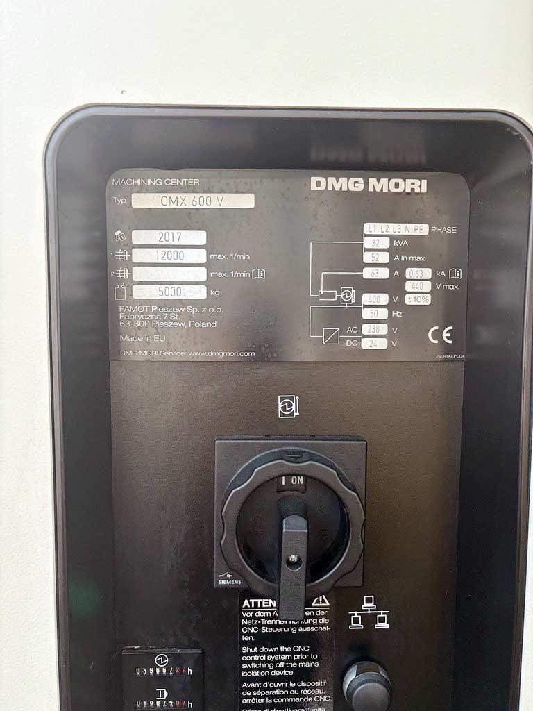 CNC Vertical Machining Center Dmg Mori CMX 600 V - Thumbnail 5