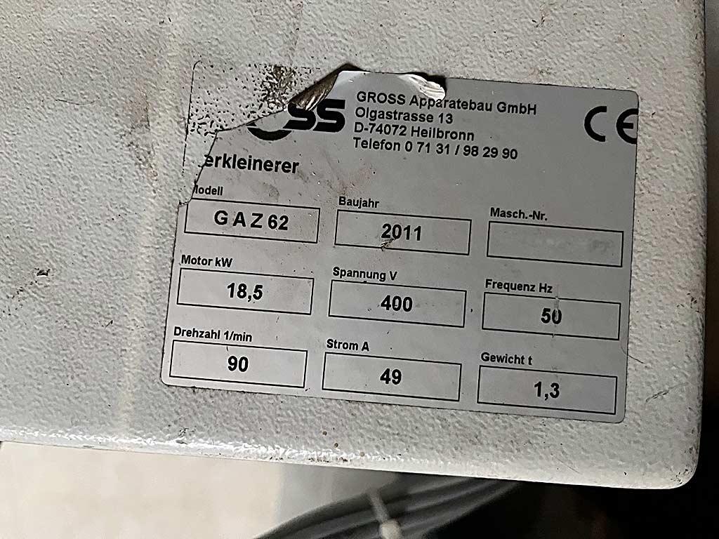 Single-Shaft Shredder Gross GAZ 62 - Thumbnail 4