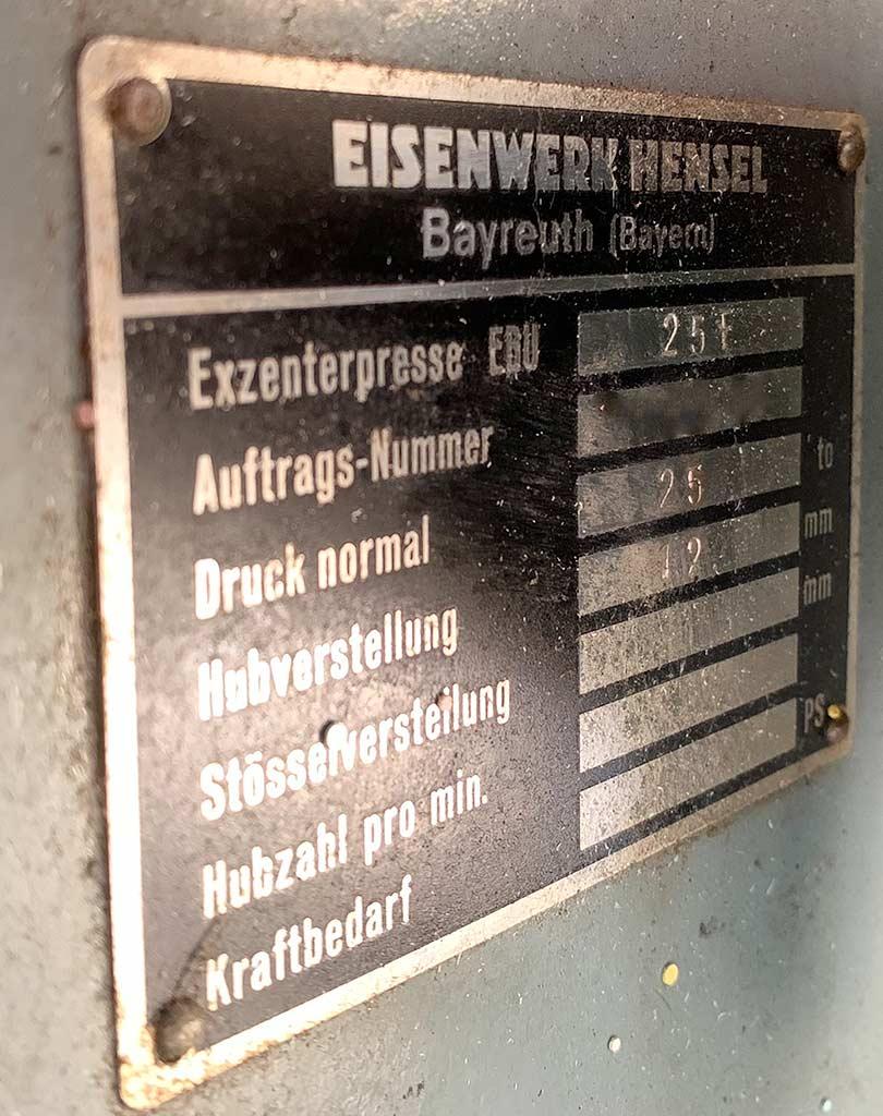Eccentric Press Paul Müller/schuler/hensel ExP 25/PE 25-250/EBU 25F - Thumbnail 8