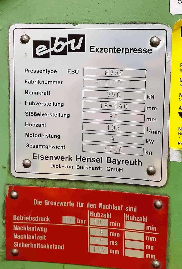 Eccentric Press Ebu H75F - Thumbnail 5