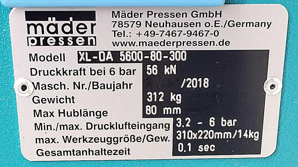 Pneumatic Press Mäder XL-DA 5600-80-300 - Thumbnail 7