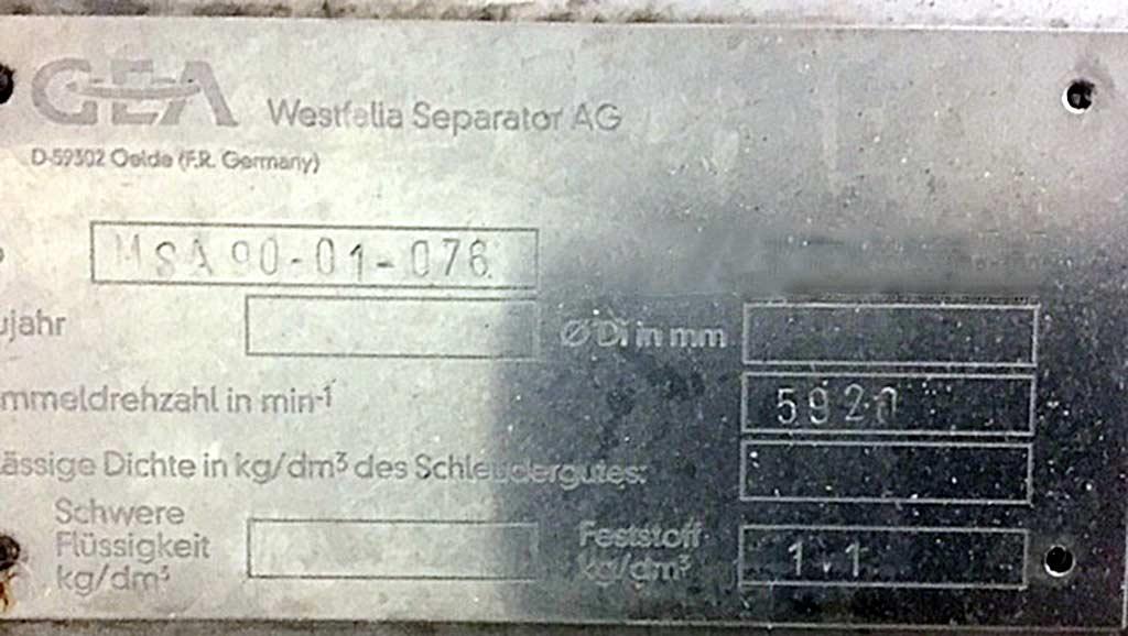 Milk Clarifier Gea Westfalia MSA 90-01-076 - Thumbnail 2