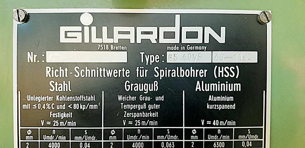 Upright Drilling Machine Gillardon GB 40VE 40-1100 - Thumbnail 5