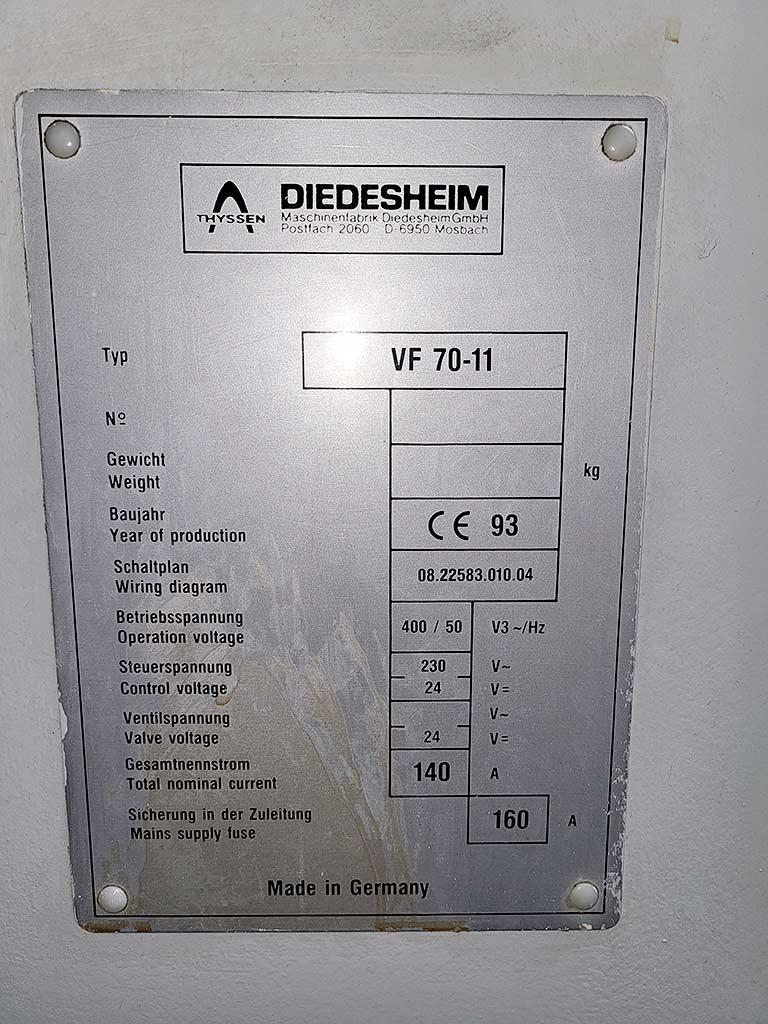 CNC Vertical Turning Machine Diedesheim Vertifront S-70 - Thumbnail 5