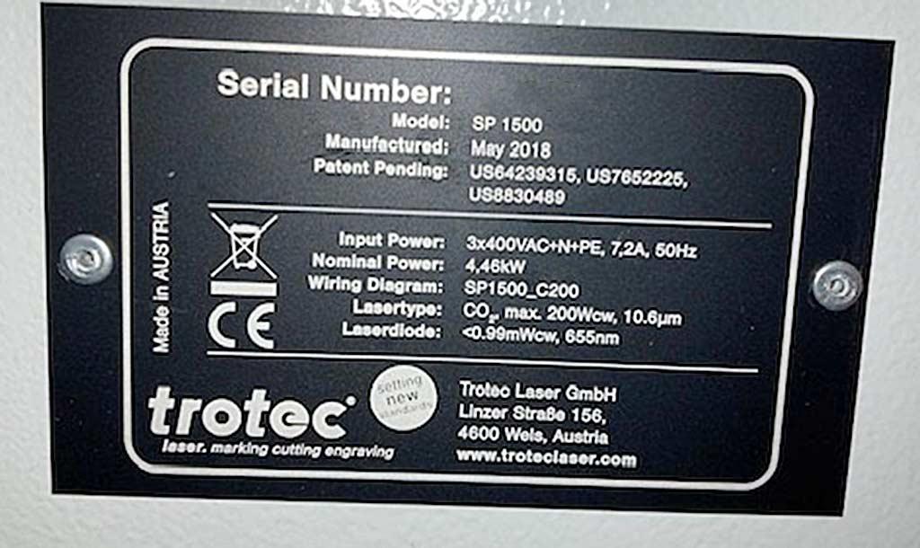 CNC Laser Marking System Trotec SP 1500 - Image 1