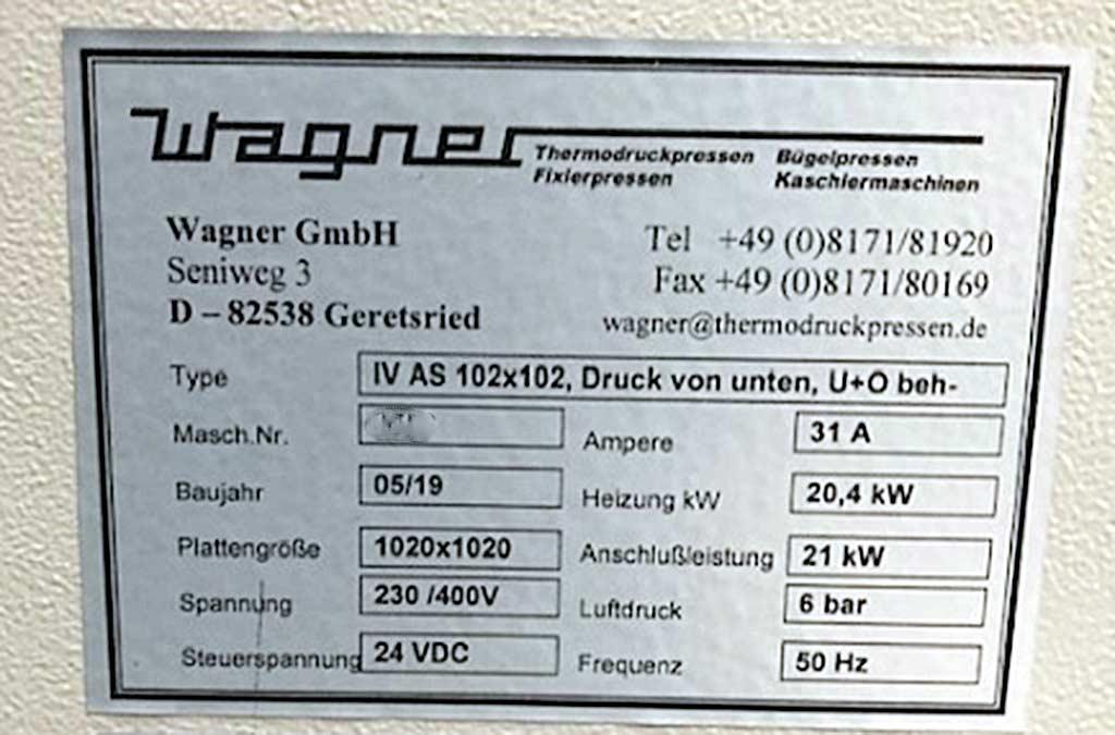 Thermal Printing Press Wagner IV AS 102x102 - Image 1