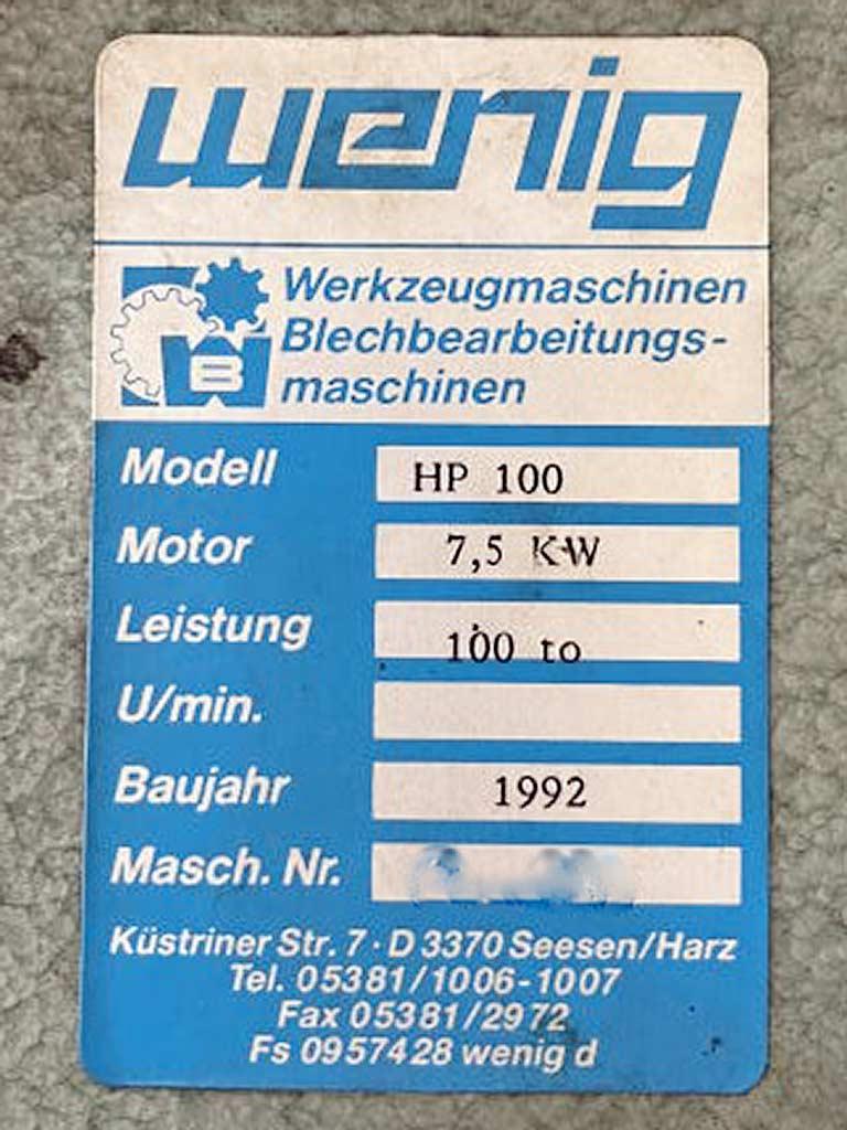 C-Frame Flywheel Eccentric Press Wenig HP 100 - Thumbnail 5