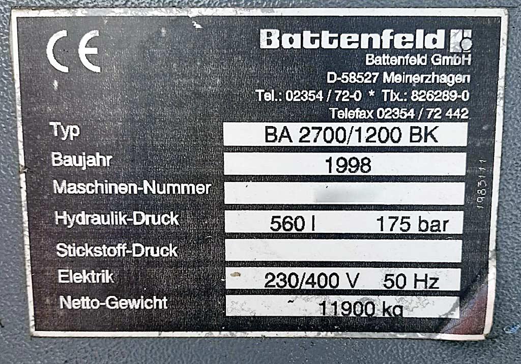 Injection Moulding Machine Battenfeld/engel BA 2700-1200 BK/ES 200-45 HLS - Thumbnail 4