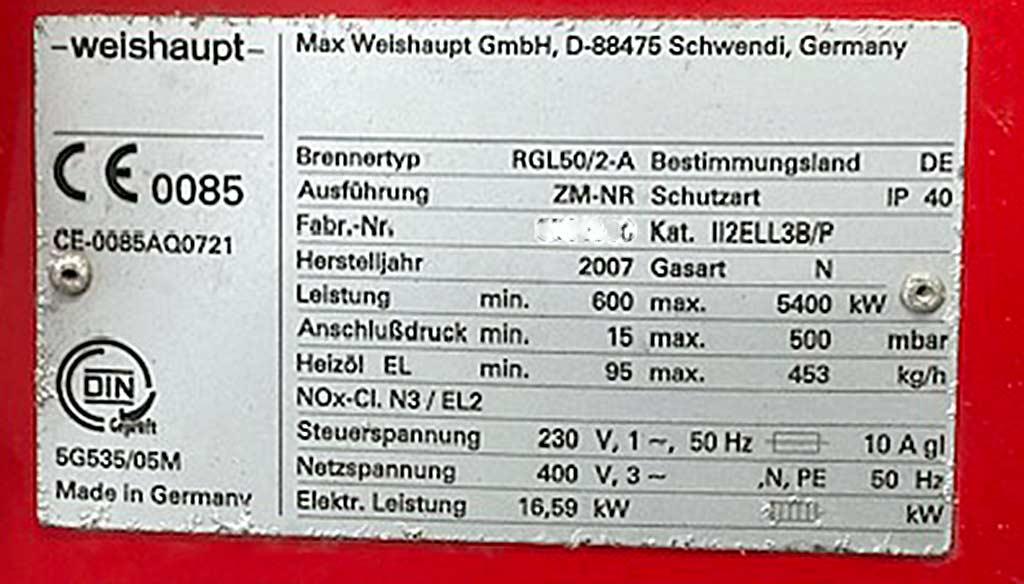 Steam Boiler Standardkessel Duisburg/weishaupt RGL50-2-A - Thumbnail 5
