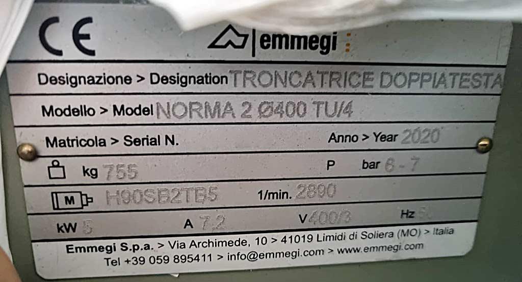 Double Mitre Saw Emmegi Norma 2-400 TU/4 - Thumbnail 3
