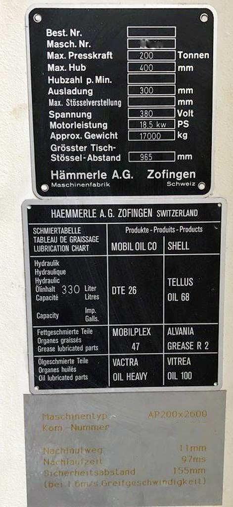 Press Brake Hämmerle AP 200x2600 - Thumbnail 2