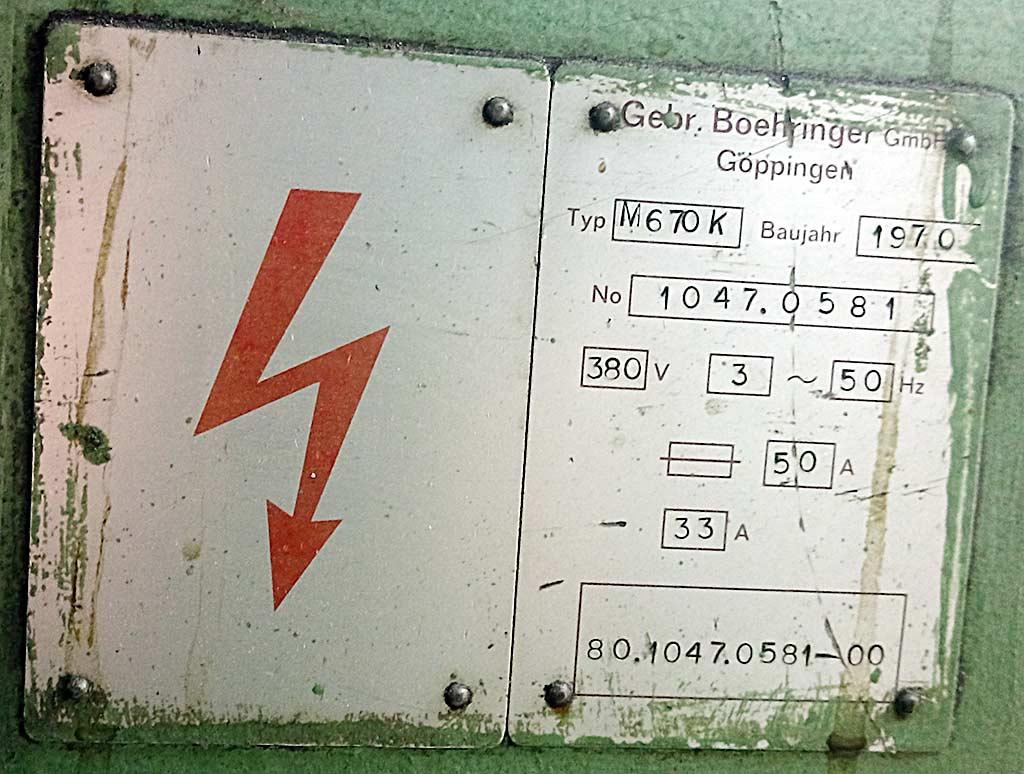 Lathe Boehringer M 670 K - Thumbnail 3