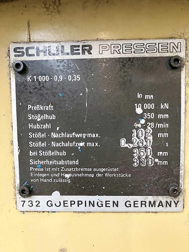 Eccentric Press Schuler K1000 - Thumbnail 2