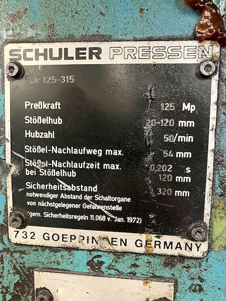 Eccentric Press Schuler PDR 125-315 - Thumbnail 2