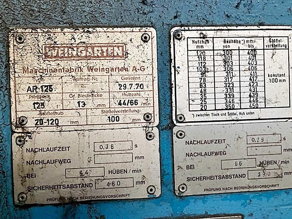 Eccentric Press Weingarten AR 125 - Thumbnail 2
