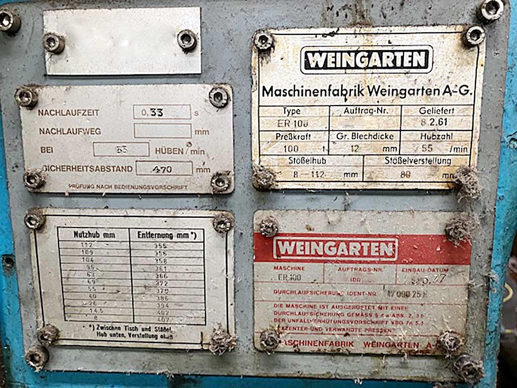 Single Column Press Weingarten ER 100 - Thumbnail 2