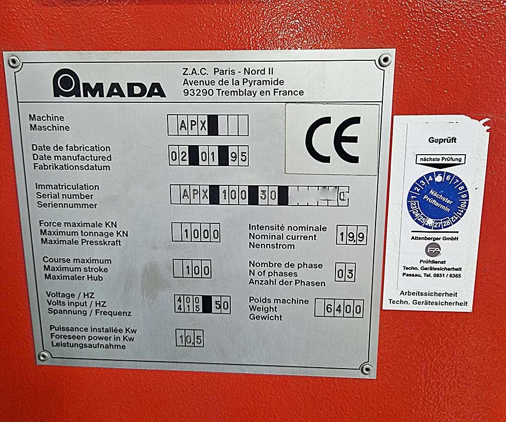 CNC Press Brake Amada APX 100 30 - Thumbnail 8