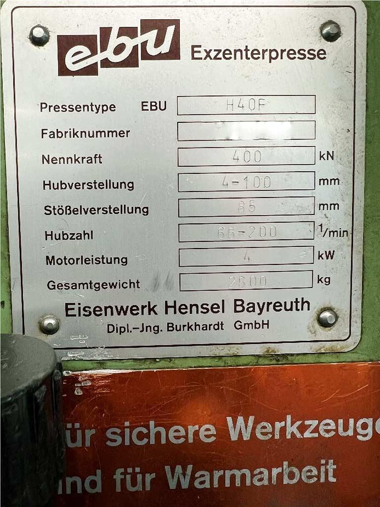 Single Column Eccentric Press Ebu H40F - Thumbnail 5