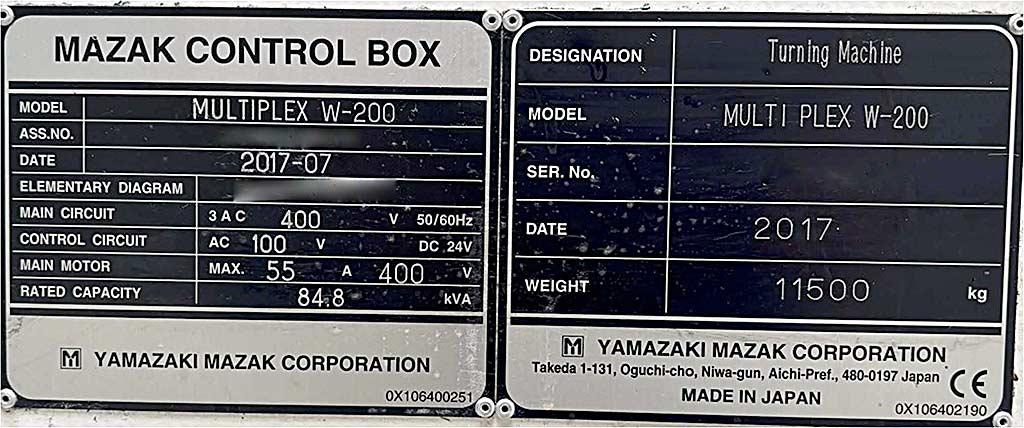 CNC Double Spindle Lathe Mazak Multiplex W200 - Thumbnail 7