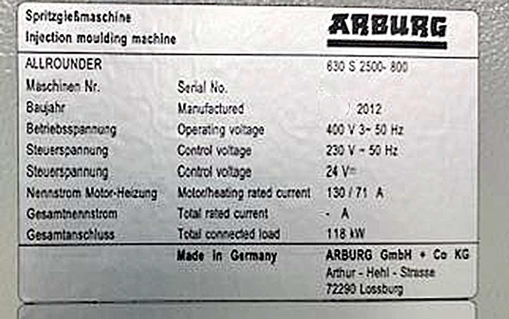 Injection Moulding Machine Arburg Allrounder 630S 2500-800 - Thumbnail 8