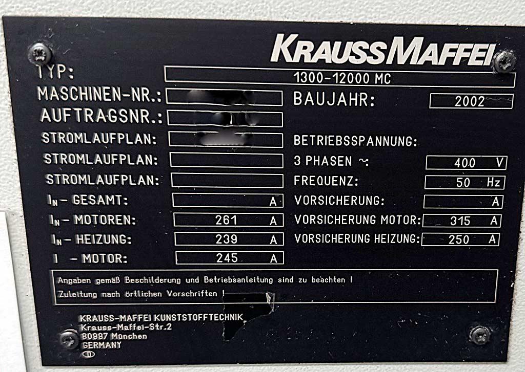 Injection Moulding Machine Krauss-maffei KM 1300-12000 MC - Thumbnail 6